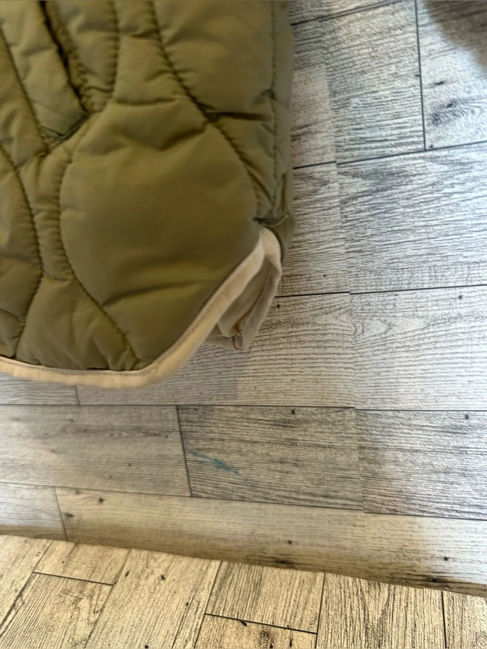 Zara Kids Olive Quilted Coat with Cream Lining size 18-24 months